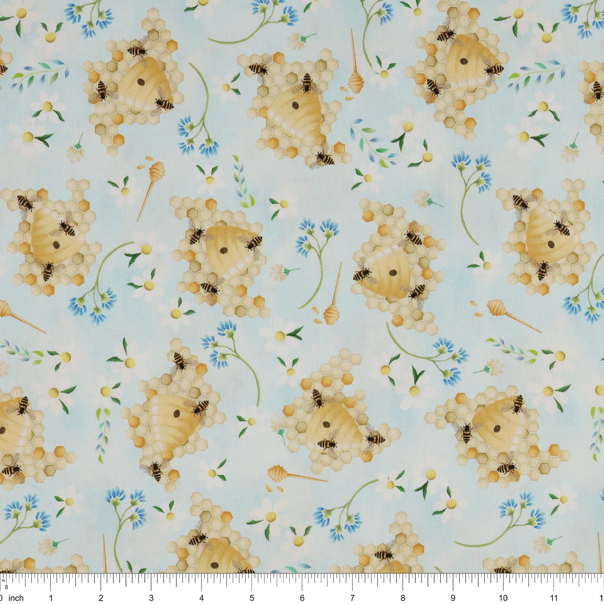 Enchanted Spring Fabric Collection - Bee My Honey Blue - Image 3
