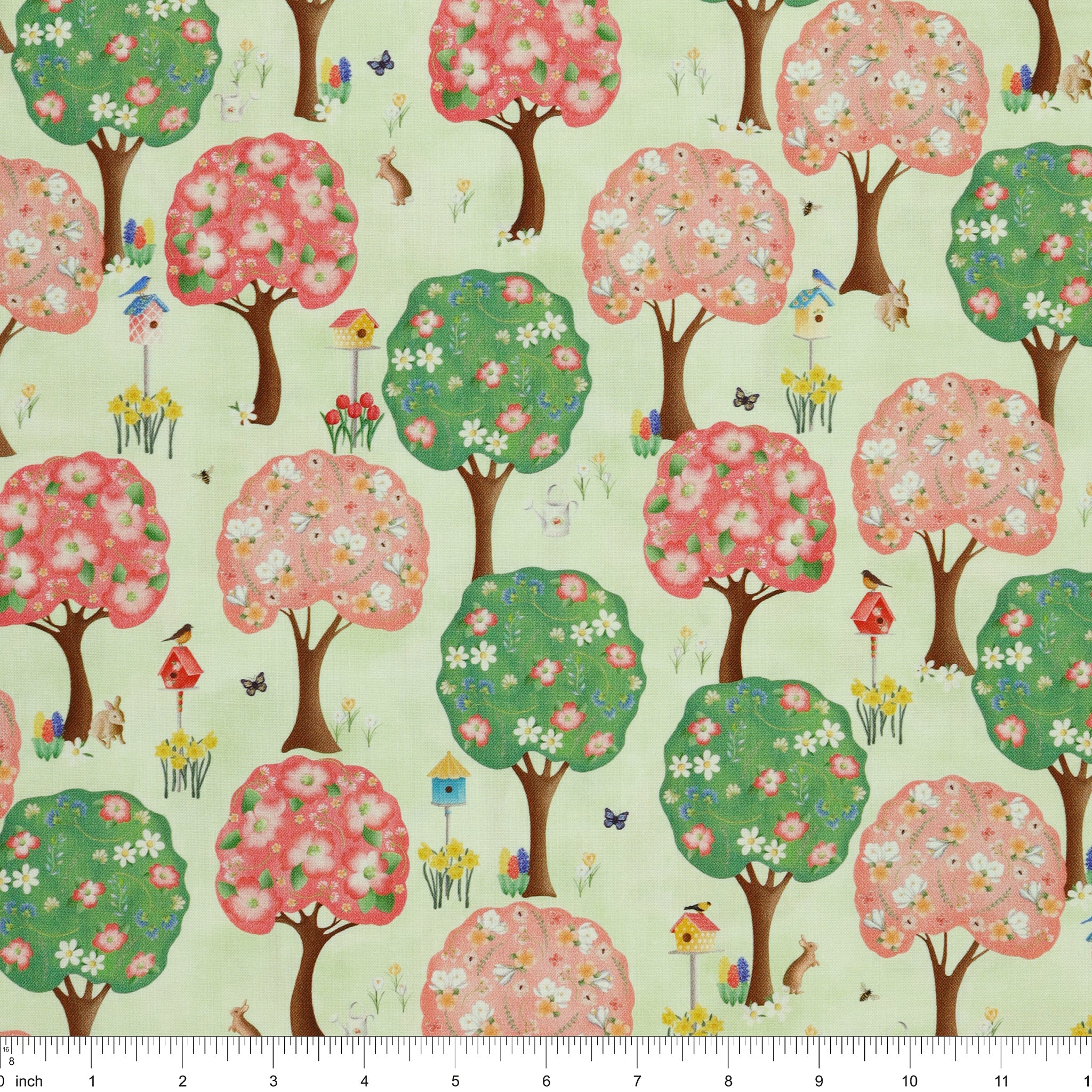 Enchanted Spring Fabric Collection - Blooming Trees Green - Image 3