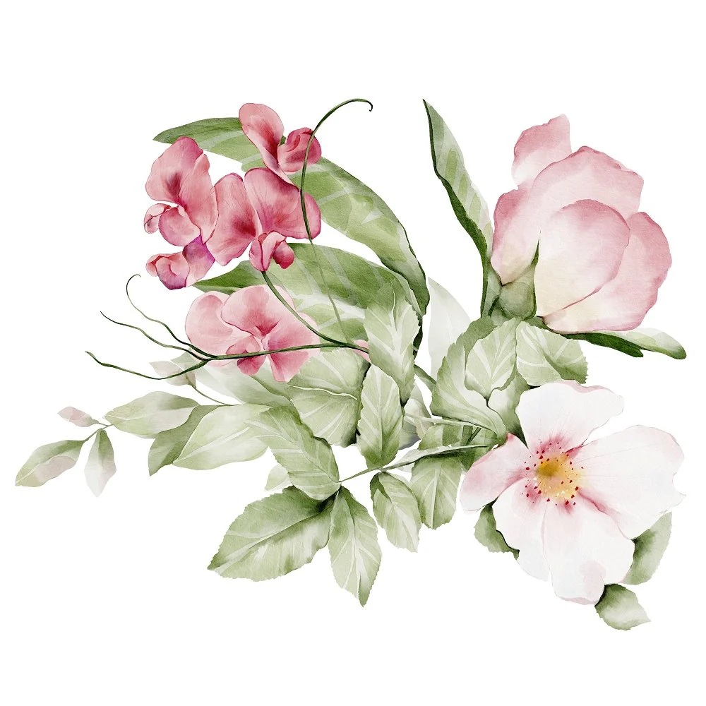 English Garden Floral Bouquet #1 Fabric Panel