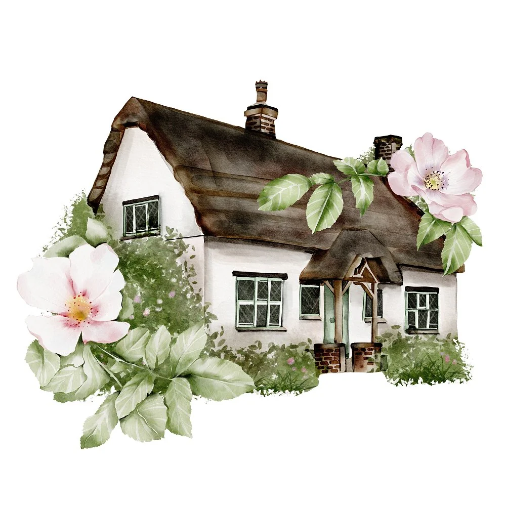 English Garden Floral Cottage Fabric Panel