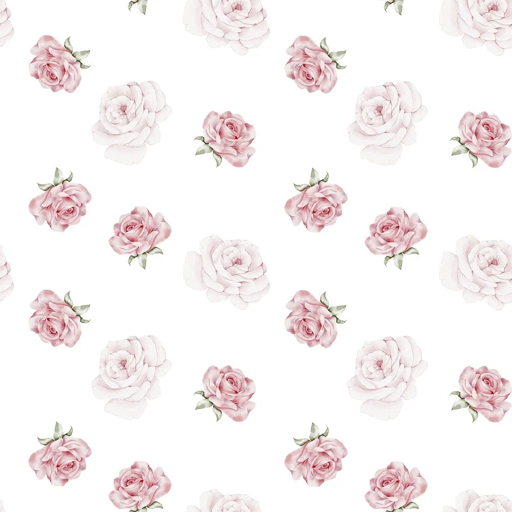 English Garden Roses Fabric - White