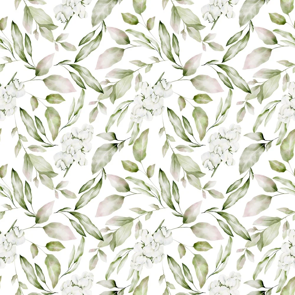 English Garden Sweet Pea Fabric - White