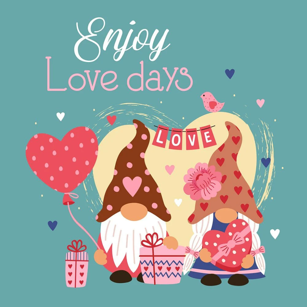 Enjoy Love Days Gnome Fabric Panel