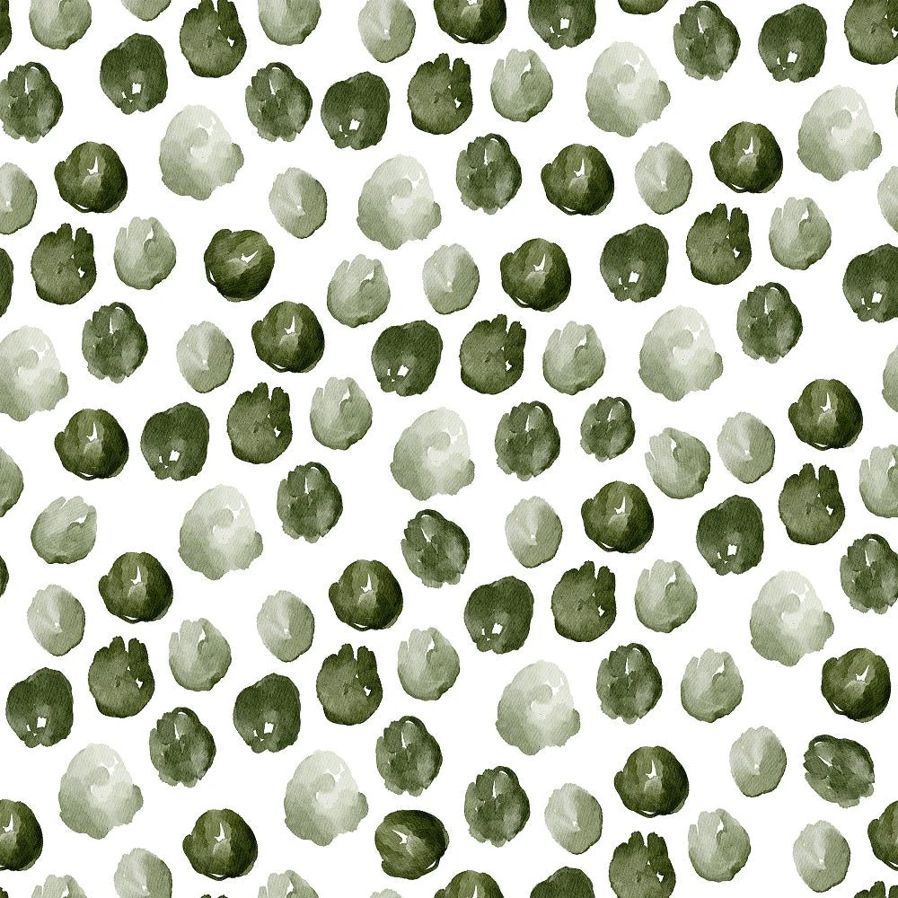 Evergreen Forest Dots Fabric - White