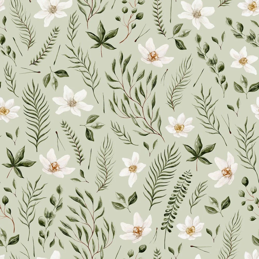 Evergreen Forest Floral #1 Fabric - Green