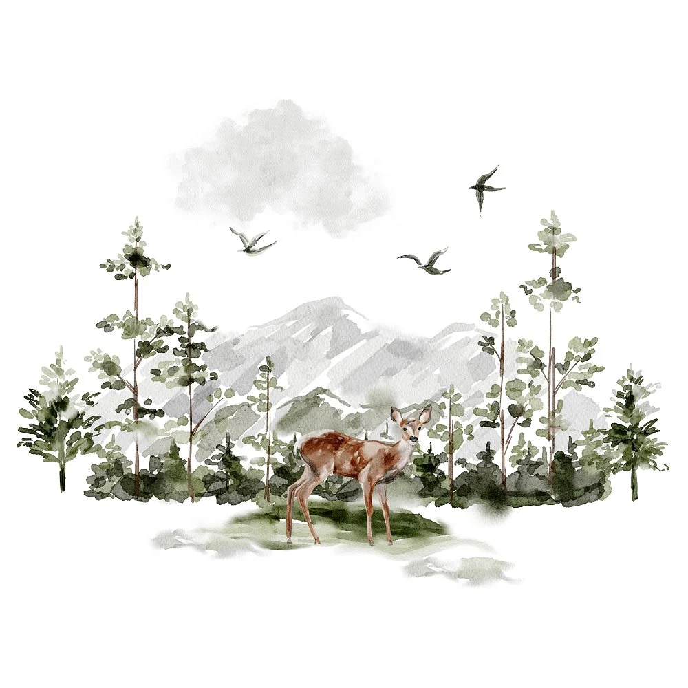 Evergreen Forest Scene #1 Fabric Panel