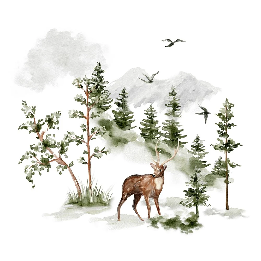 Evergreen Forest Scene #2 Fabric Panel