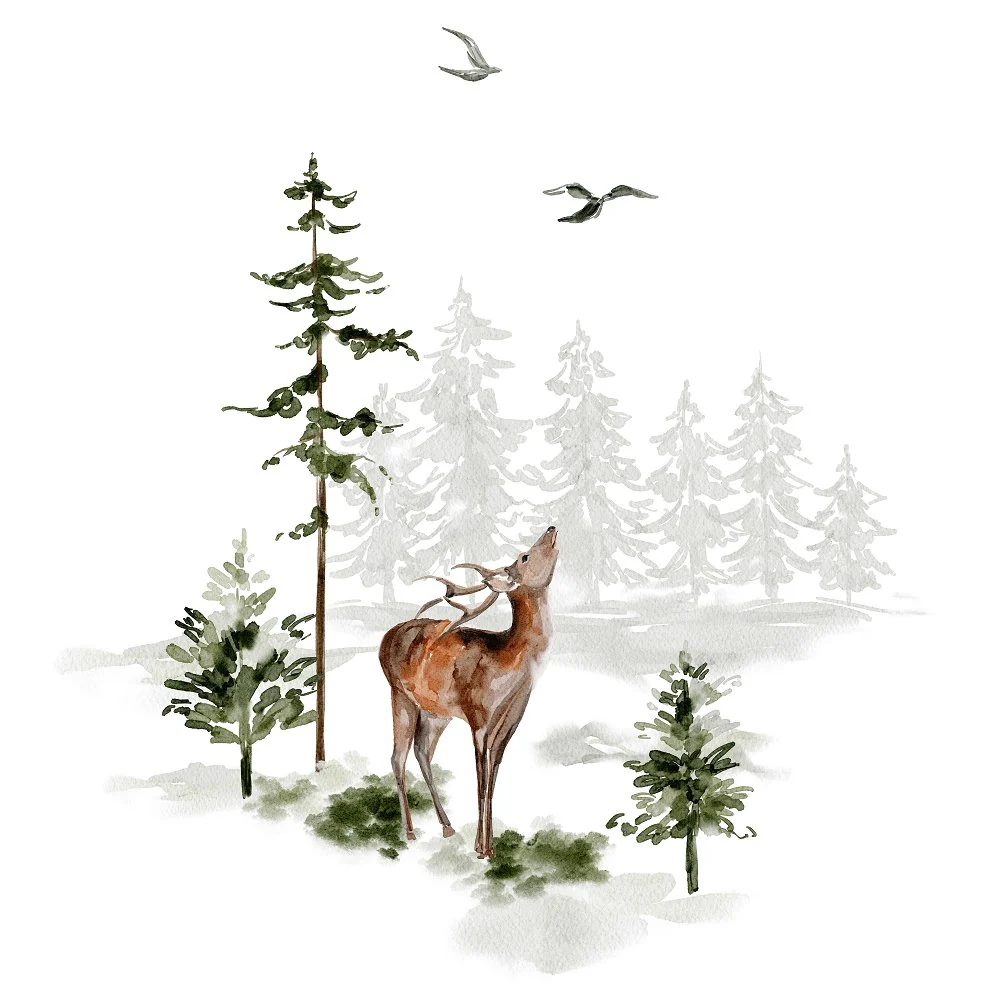 Evergreen Forest Scene #3 Fabric Panel