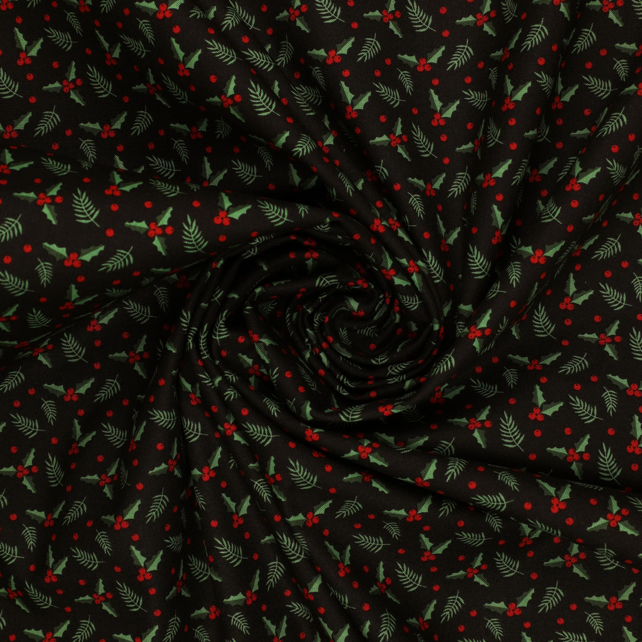 Evergreen Wishes Fabric Collection - Holly Berries Black - Image 2