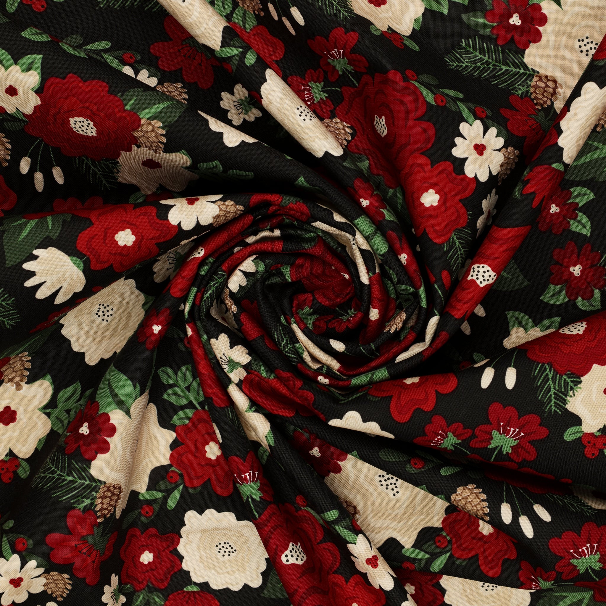 Evergreen Wishes Fabric Collection - Main Black - Image 2