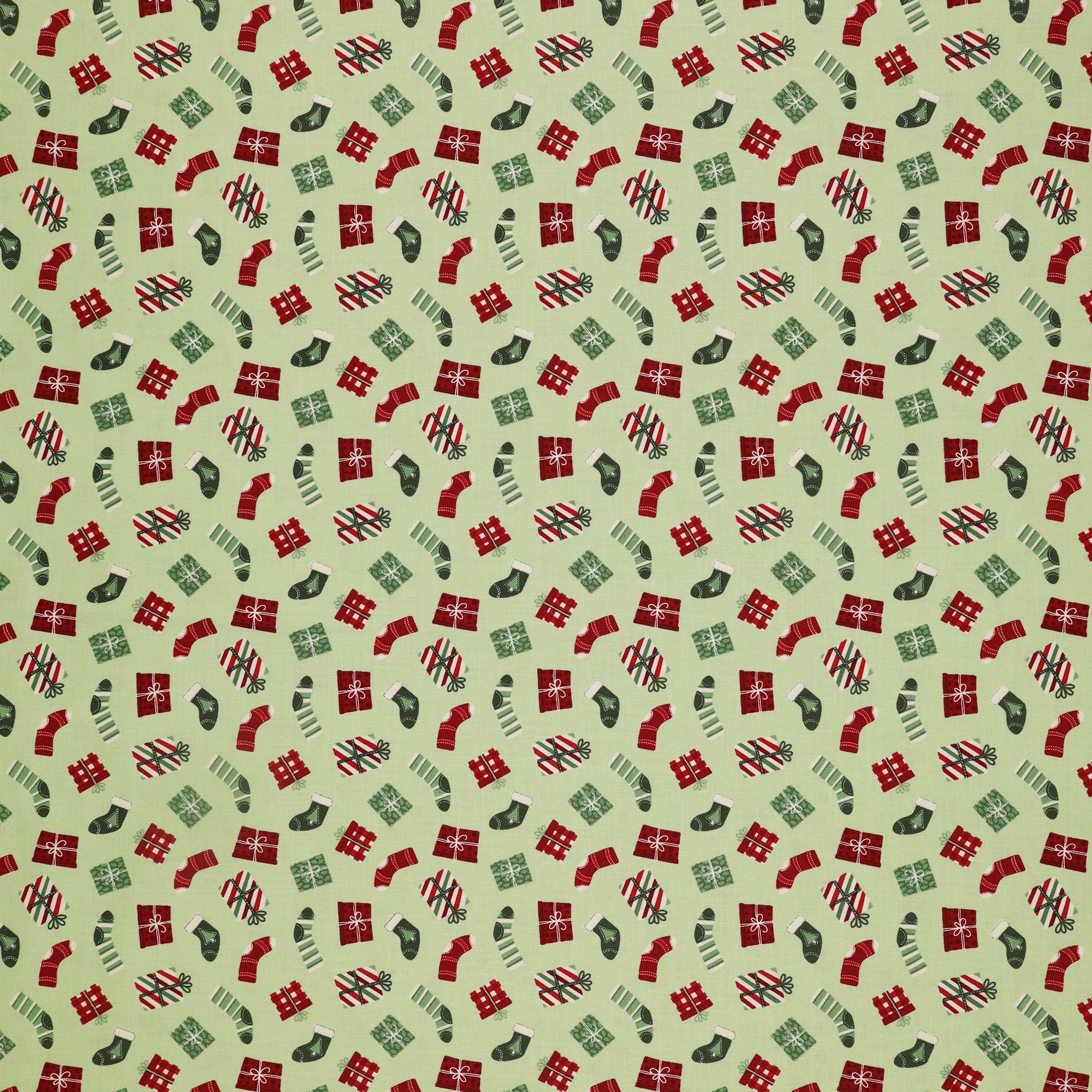 Evergreen Wishes Fabric Collection - Stockings & Gifts Mint