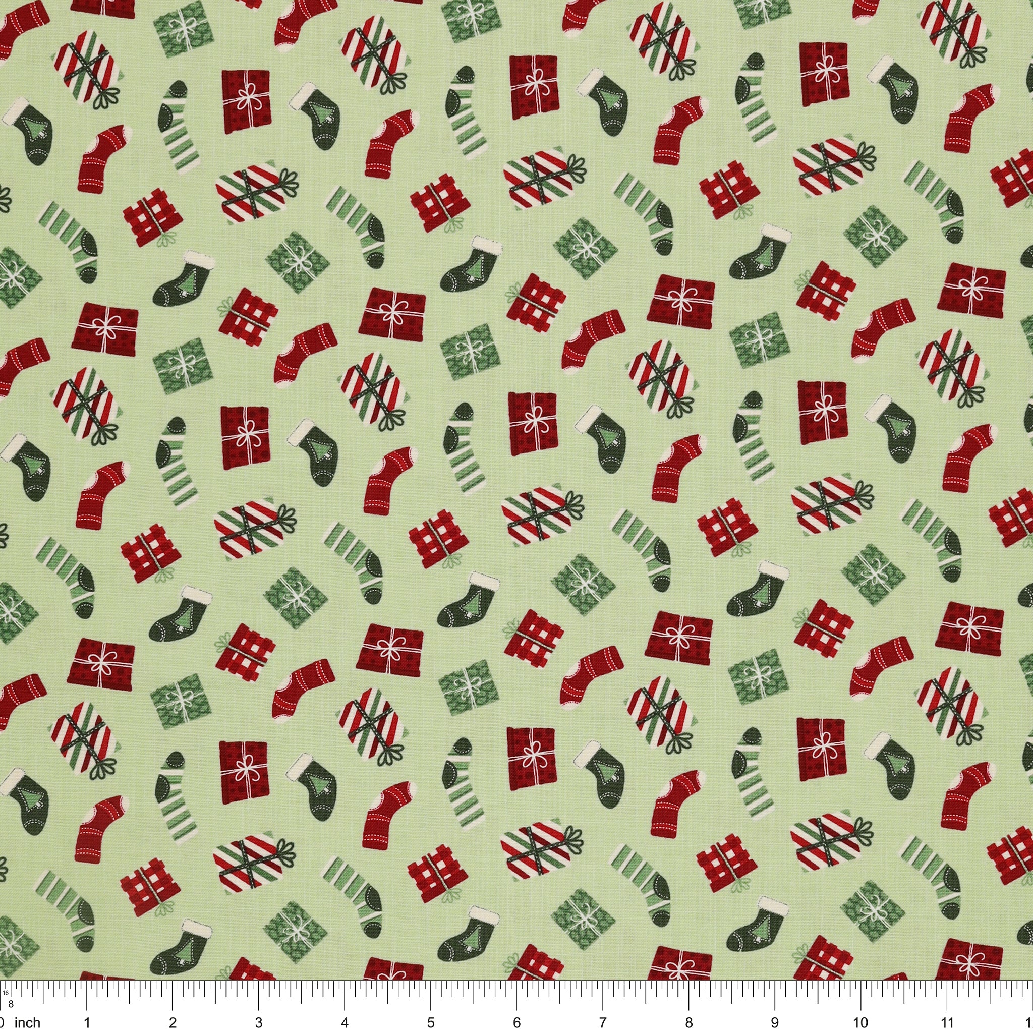 Evergreen Wishes Fabric Collection - Stockings & Gifts Mint - Image 3