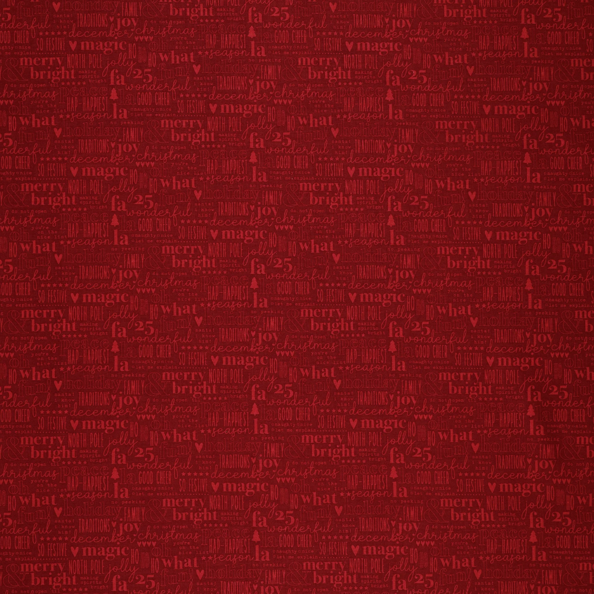 Evergreen Wishes Fabric Collection - Text Red