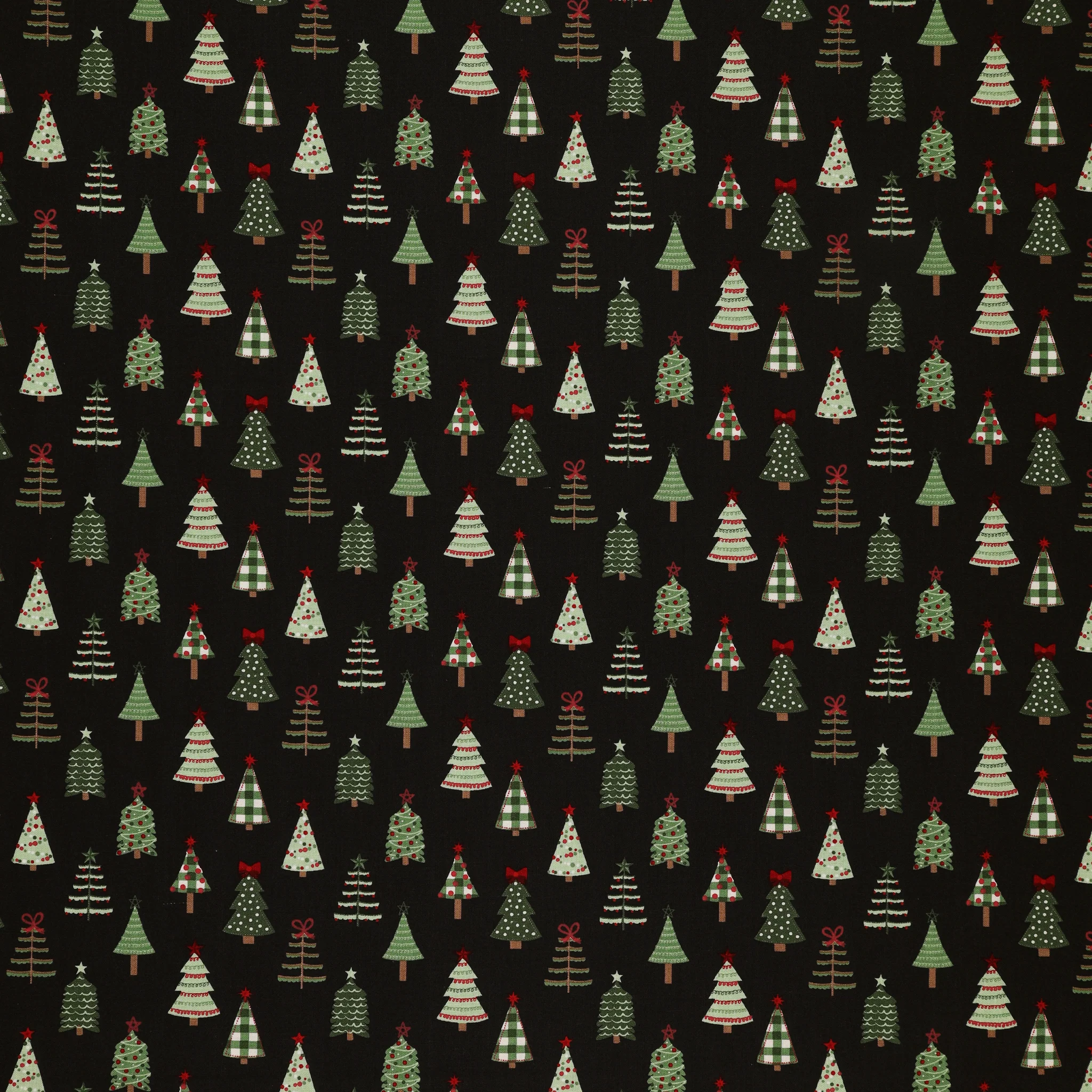 Evergreen Wishes Fabric Collection - Trees Black
