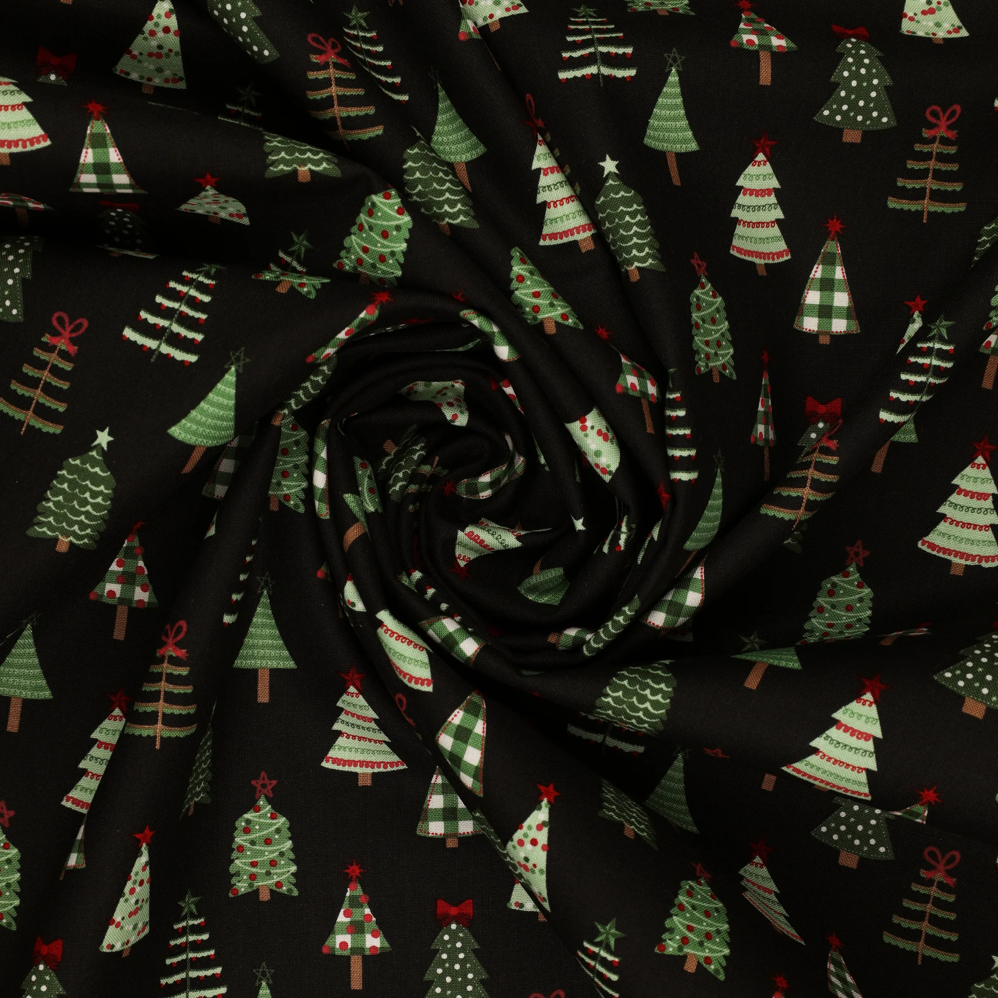 Evergreen Wishes Fabric Collection - Trees Black - Image 2