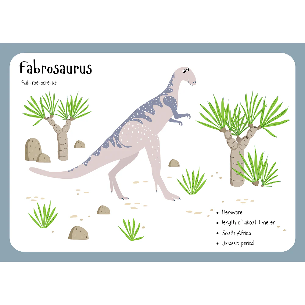 Fabrosaurus Flash Card Fabric Panel