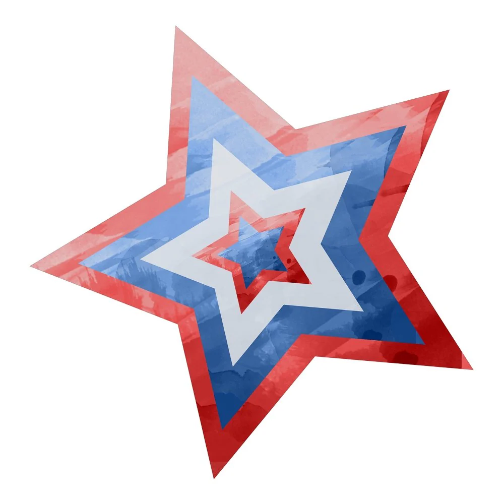 Faded Red, White, & Blue Star Fabric Panel