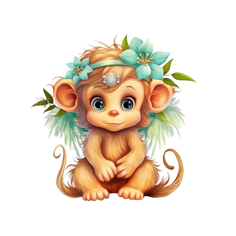 Fairy Animals Monkey Fabric Panel