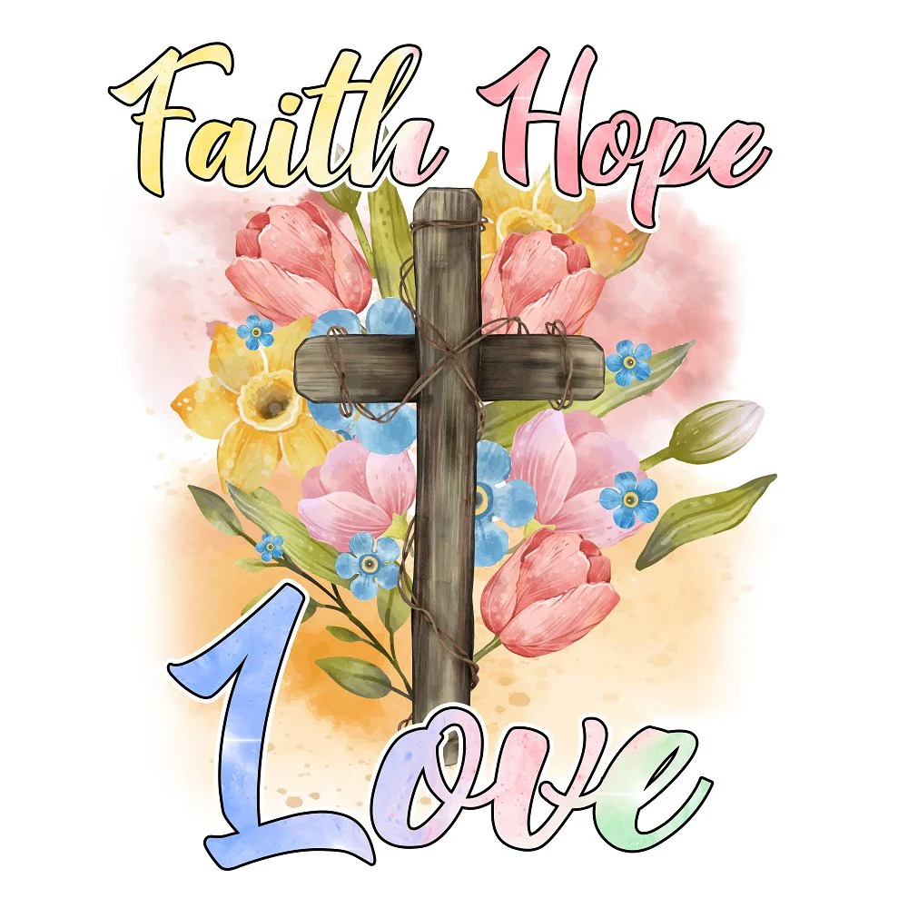 Faith, Hope, Love, & Cross Fabric Panel