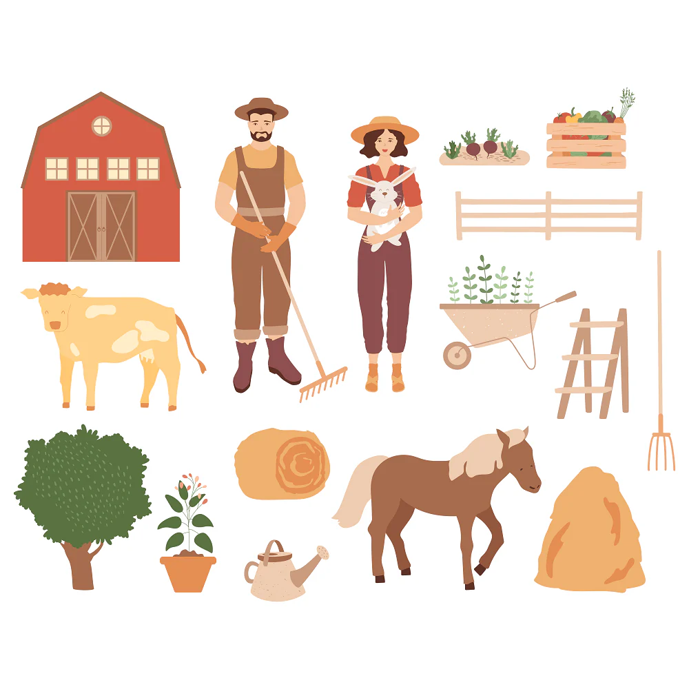 Family Farming Fabric Panel