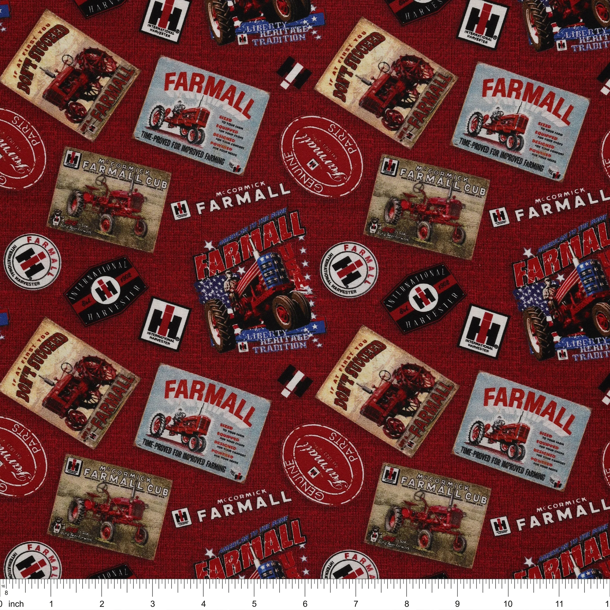 Farmall Tossed Logos Red Fabric - Image 3