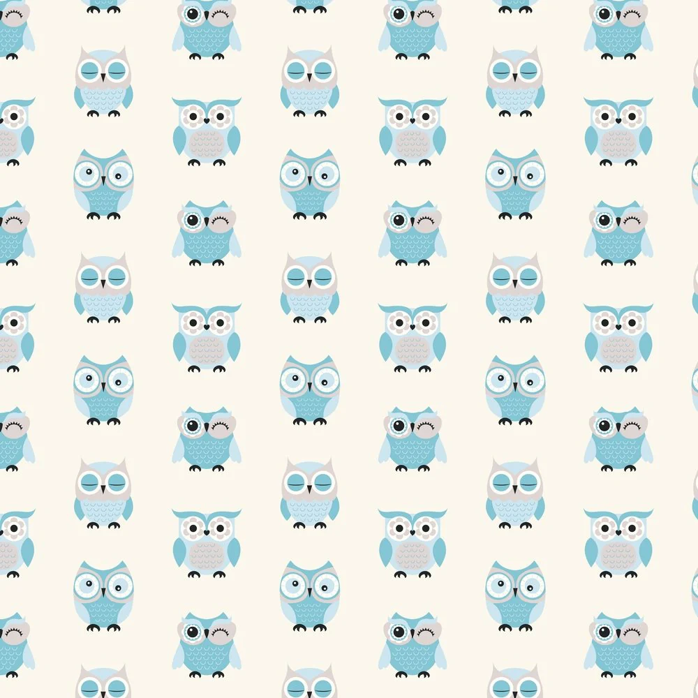 Feeling Blue Owl Fabric - Blue