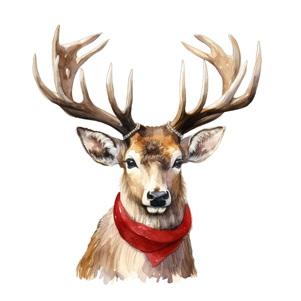 Festive Buck with Red Bandana Fabric Panel