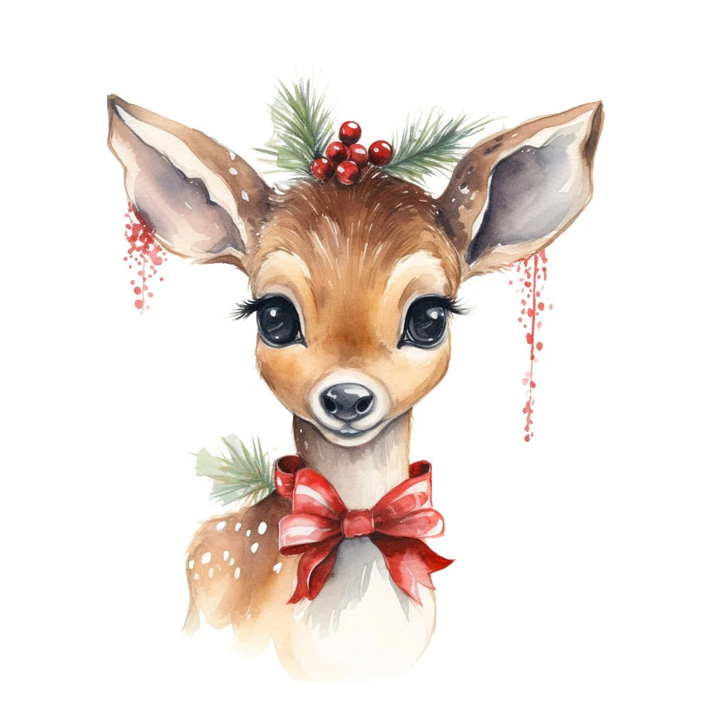 Festive Fawn #3 Fabric Panel