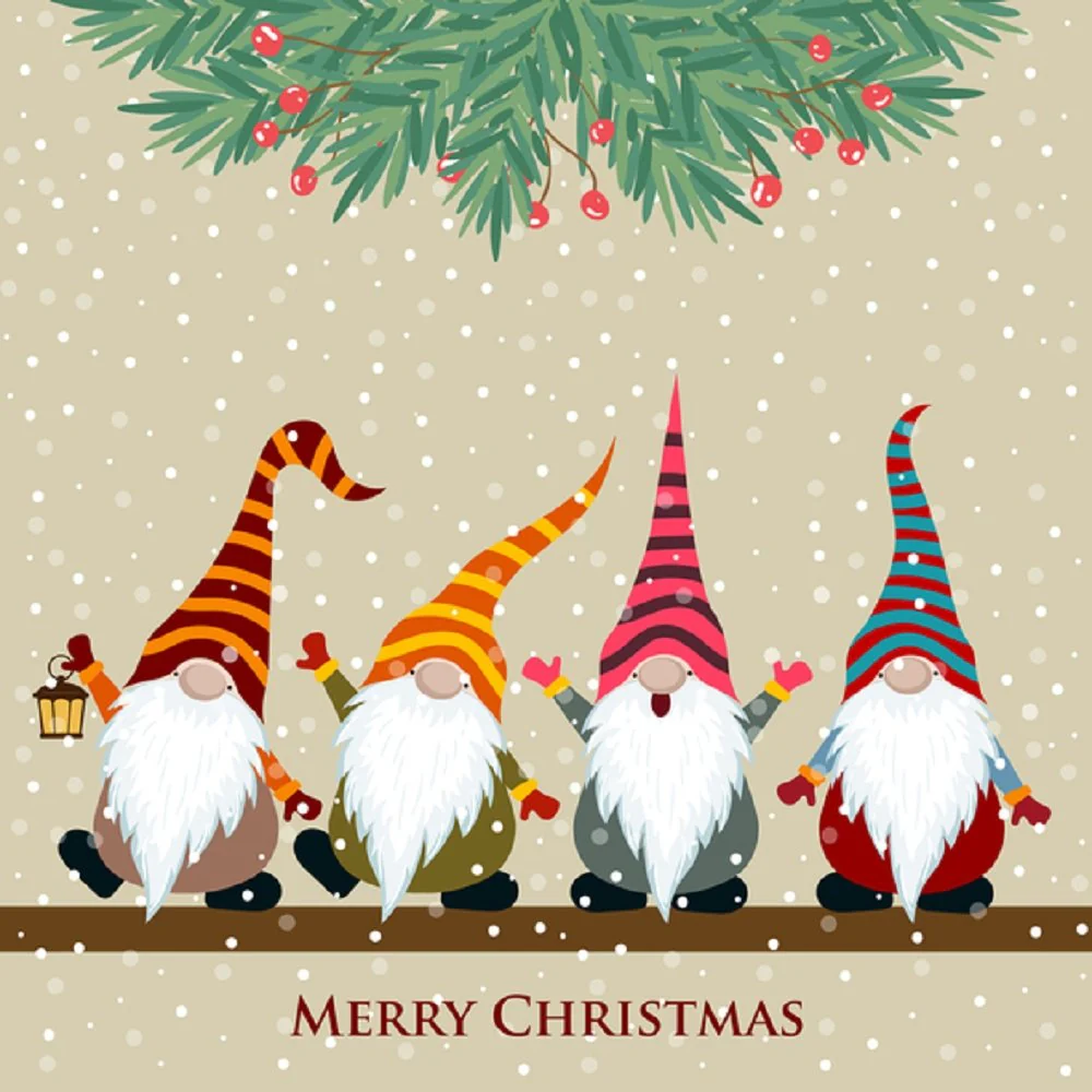 Festive Gnome Fabric Panel - Tan