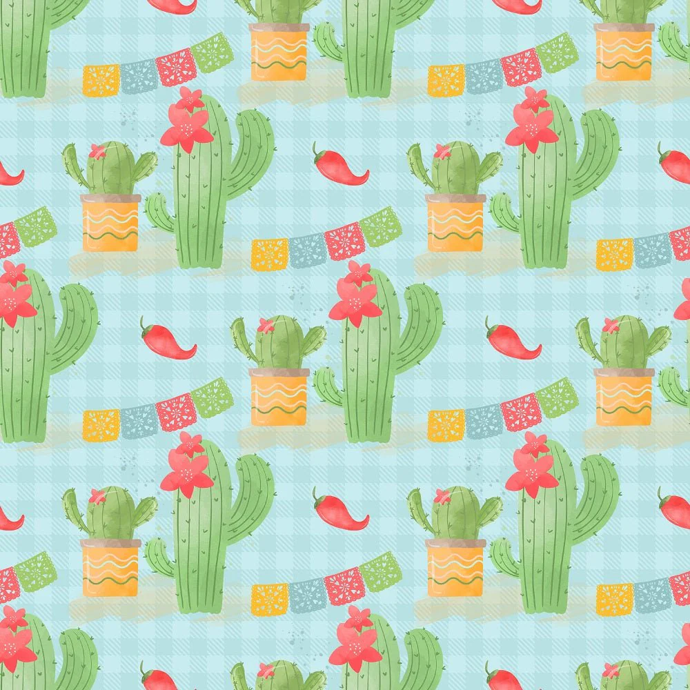 Fiesta! Cactus Fabric - Blue