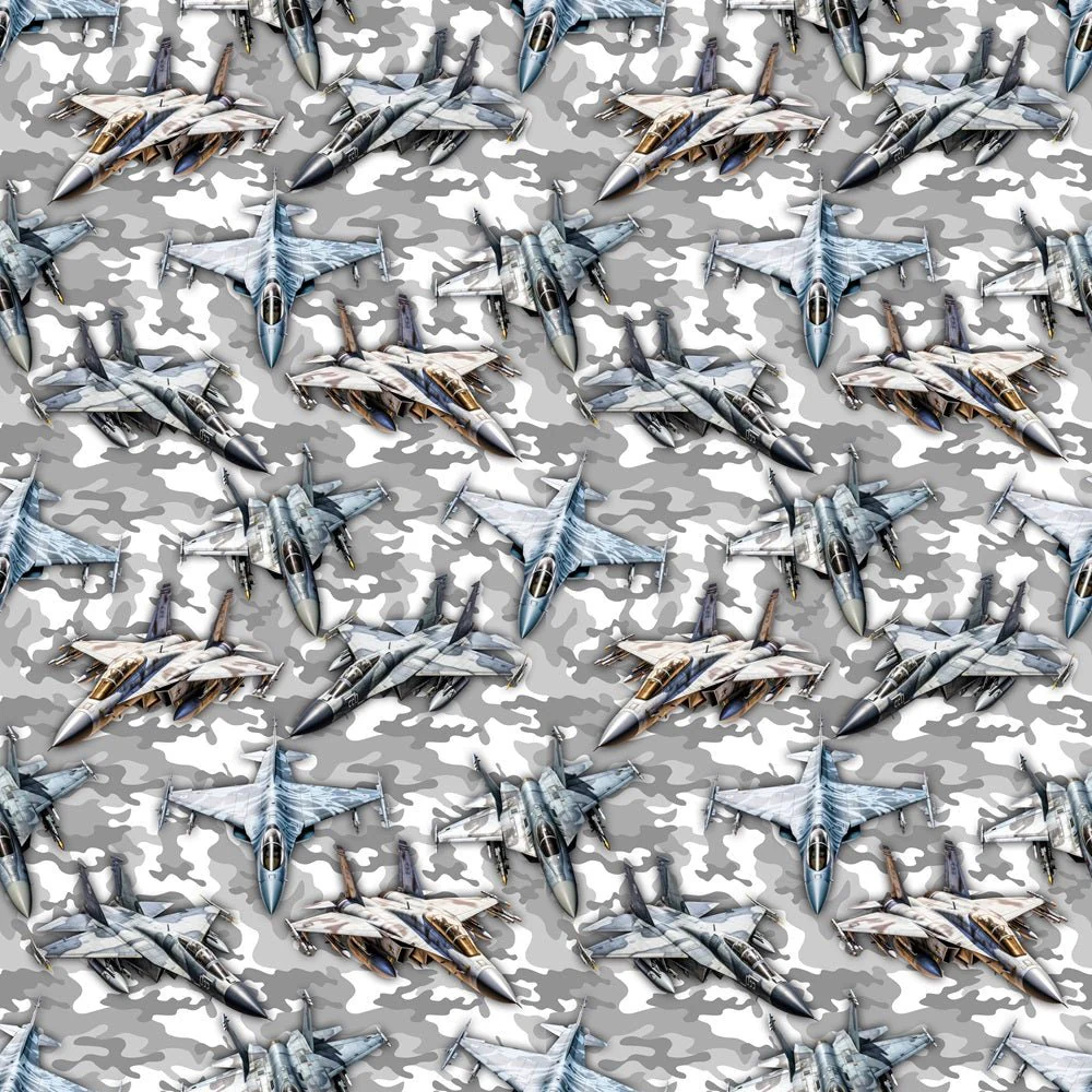 Fighter Jet On Camo Fabric