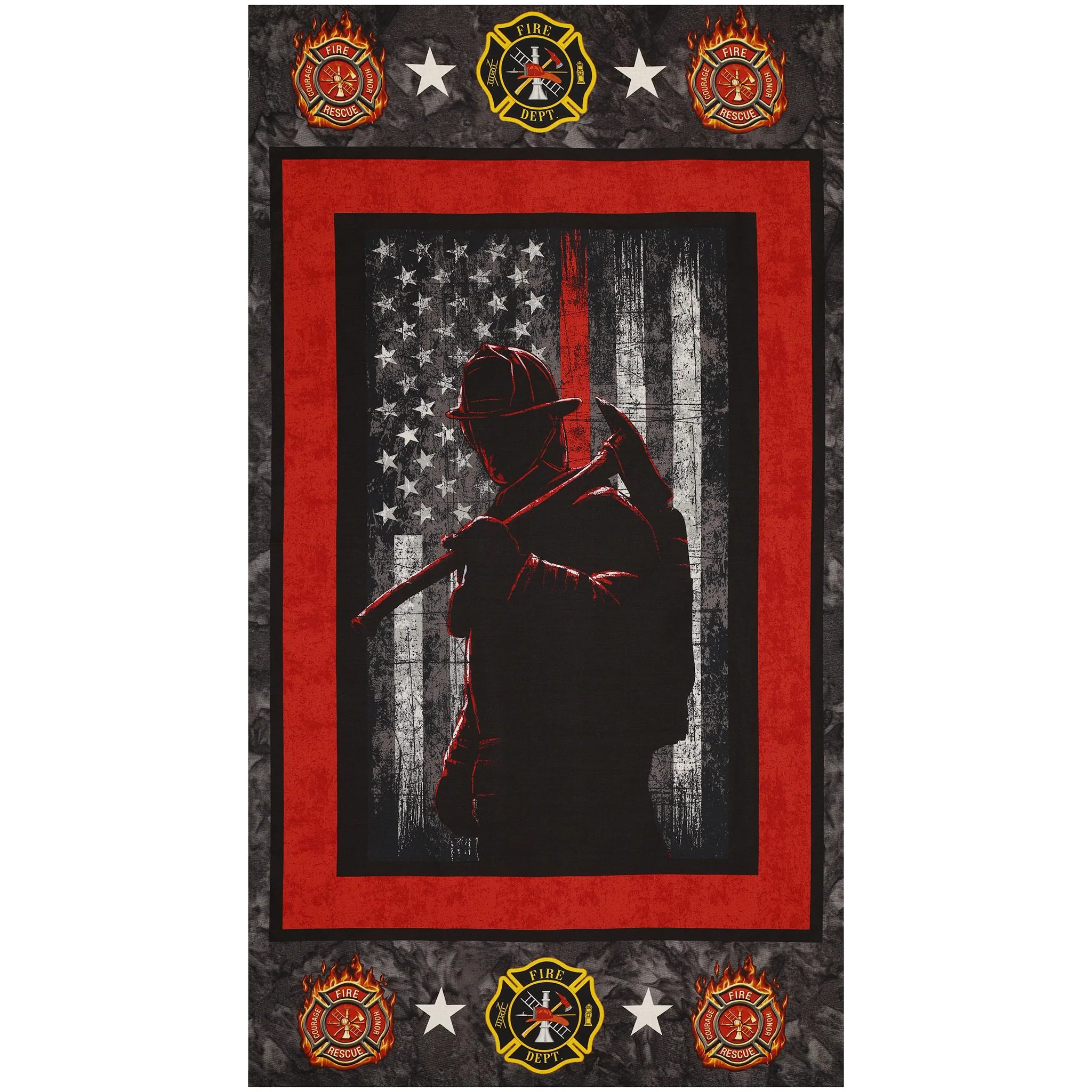 Firefighter Hero Silhouette Panel