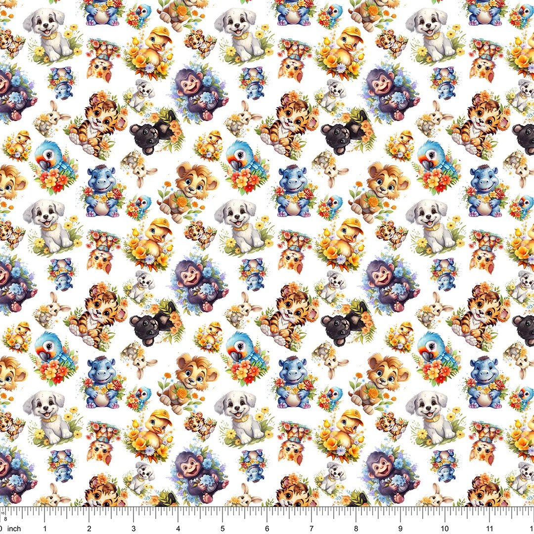 Floating Baby Animals & Flowers Fabric - Image 2