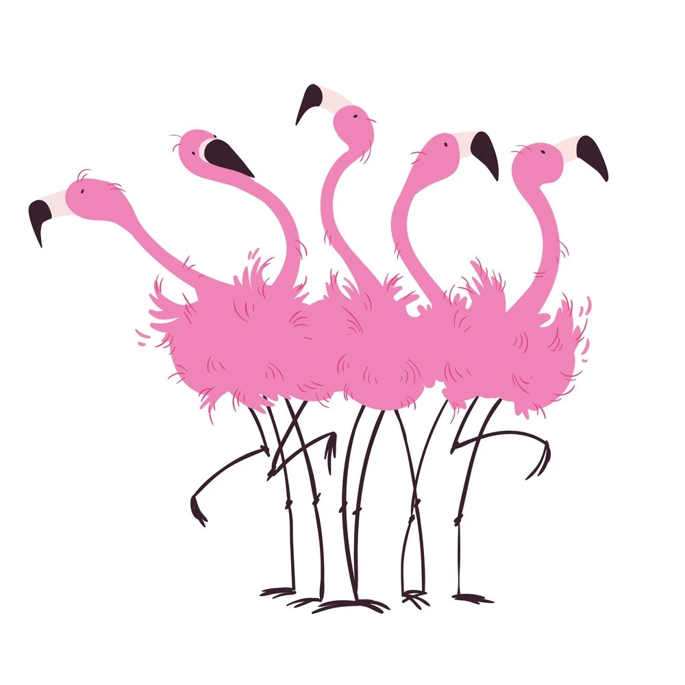 Flock Of Flamingos Fabric Panel