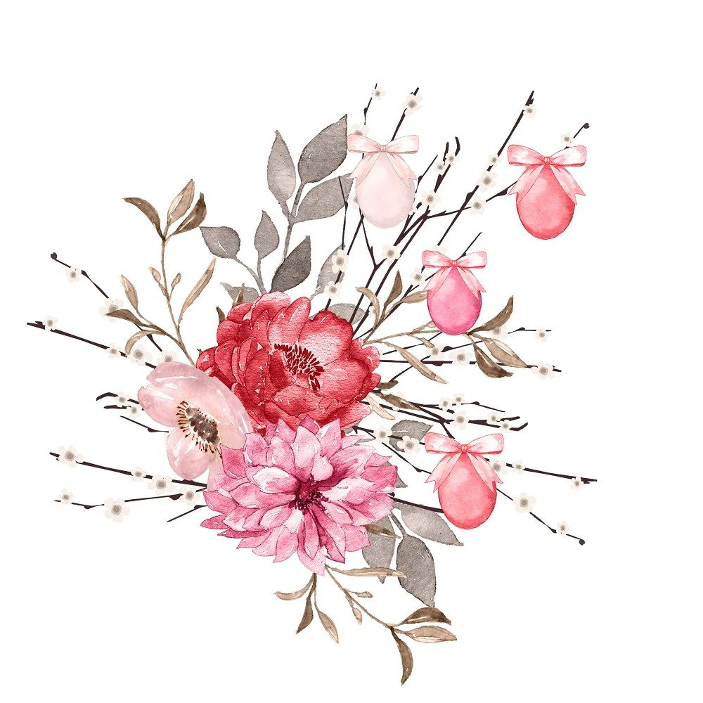 Floral Bouquet & Easter Eggs Fabric Panel