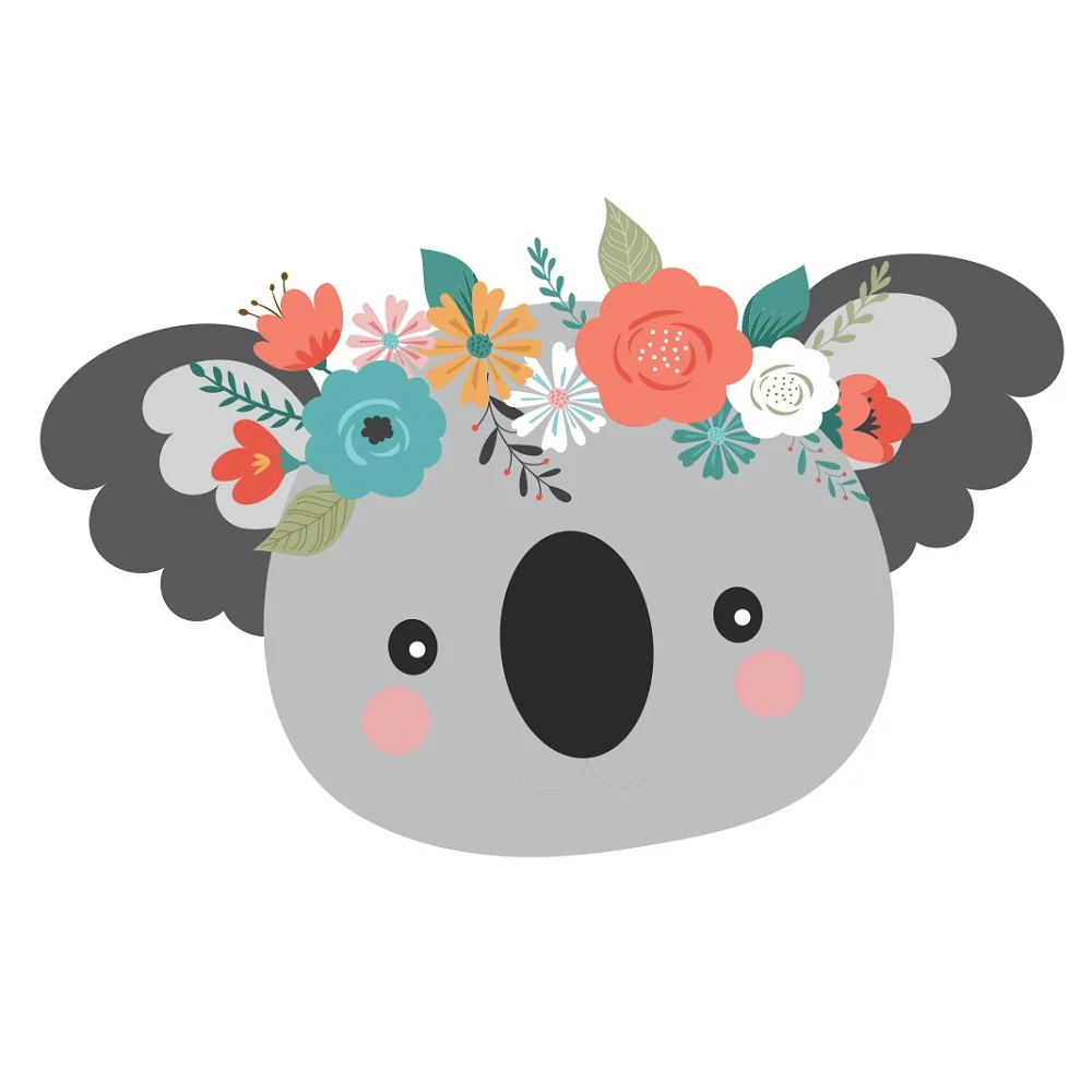 Floral Crown Koala Fabric Panel