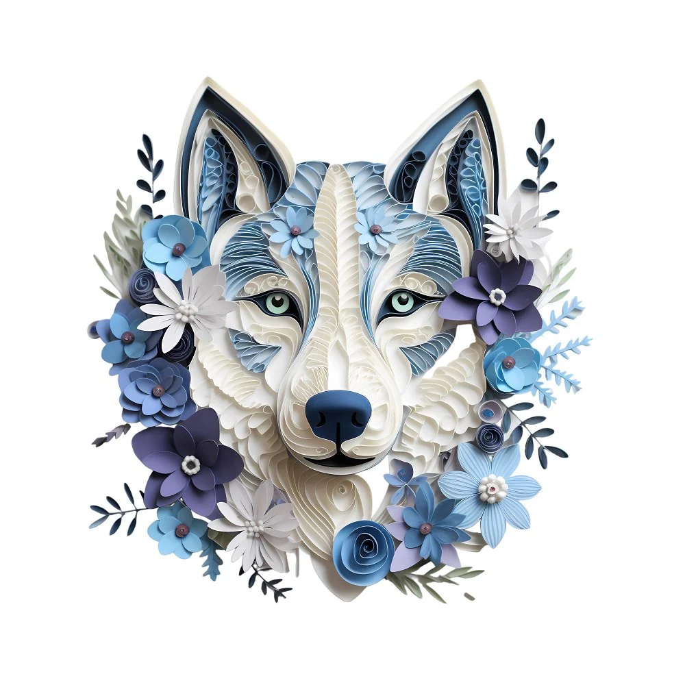 Floral Dogs #8 Fabric Panel