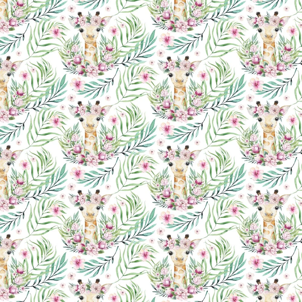 Floral Giraffe Fabric