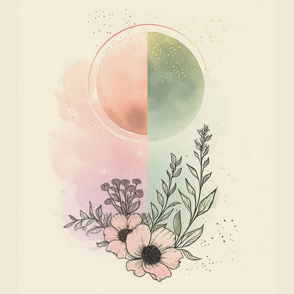 Floral Half & Half Moon Fabric