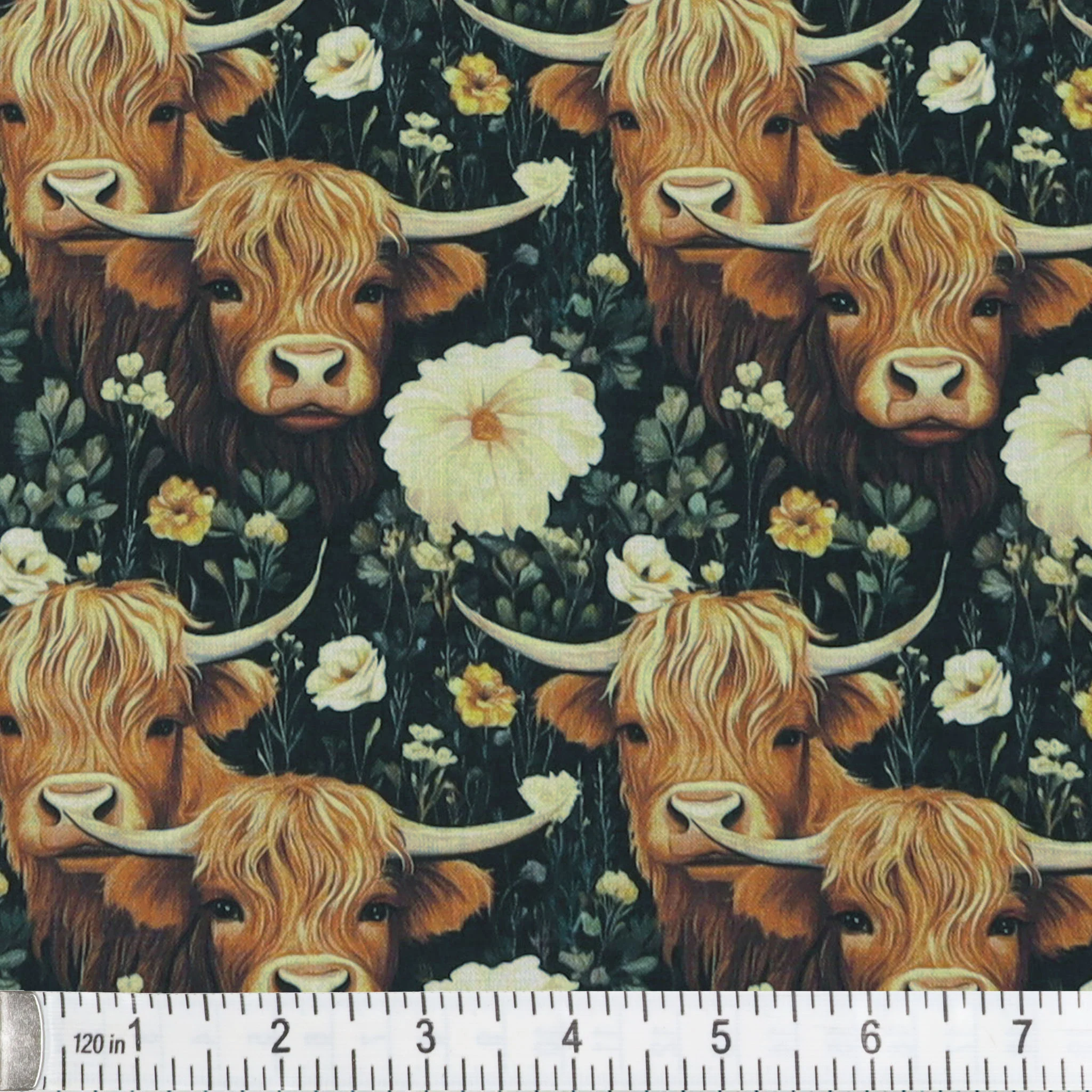 Floral Highland Cows Pattern #8 Fabric - Image 2