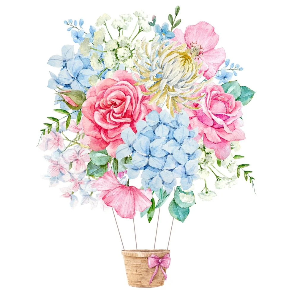 Floral Hot Air Balloon Fabric Panel