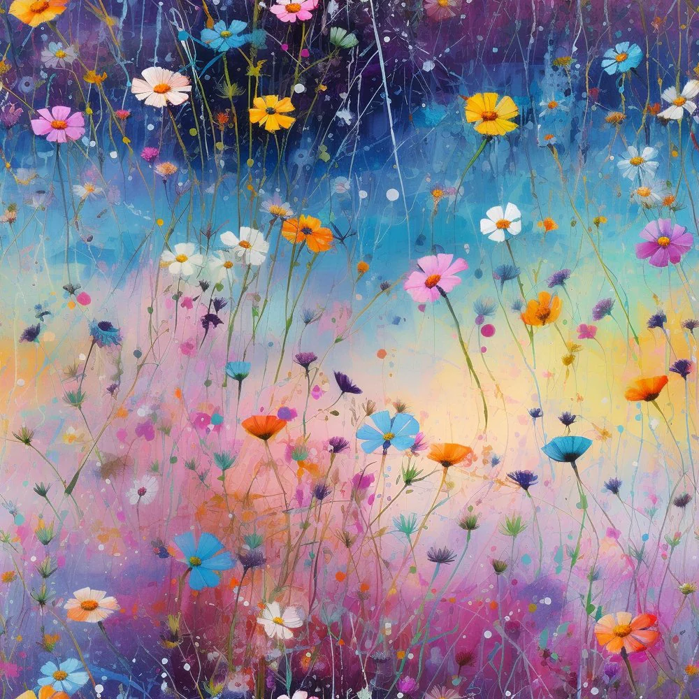 Floral Ombre Art Splash Fabric