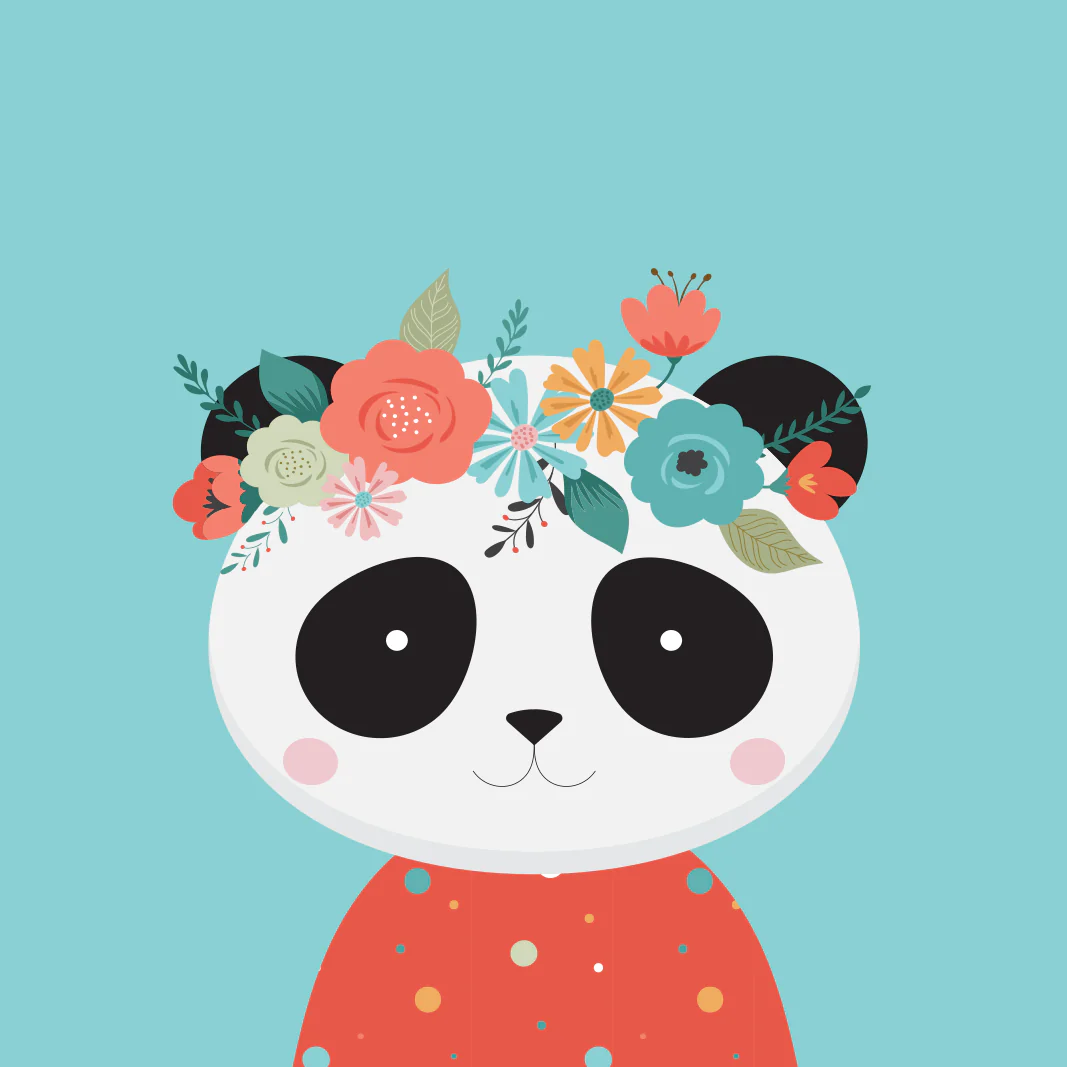 Floral Panda Fabric Panel