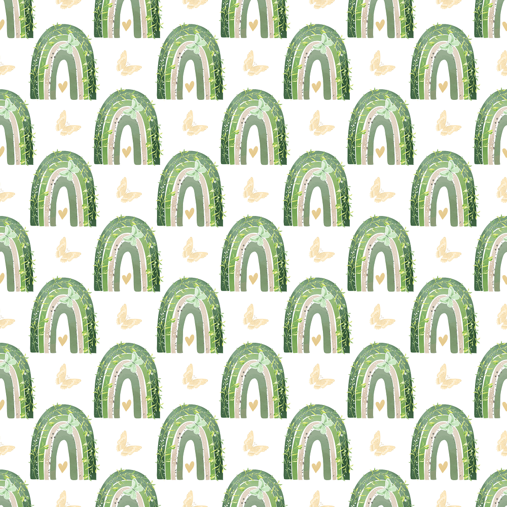 Floral Rainbows on Butterfly Fabric - White