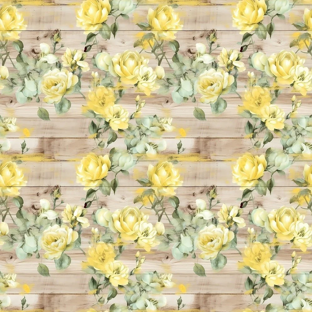 Florals & Wood Planks Pattern #1 Fabric