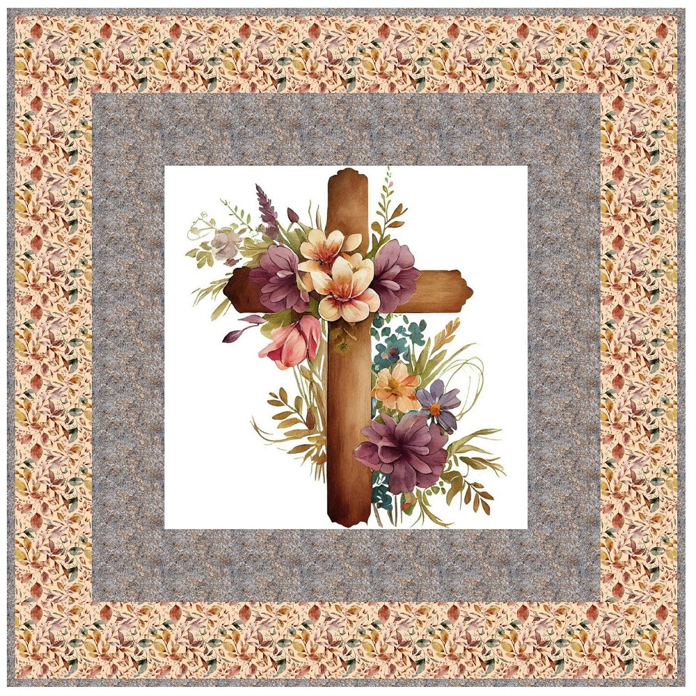 Flowering Wood Cross Wall Hanging 42" x 42"