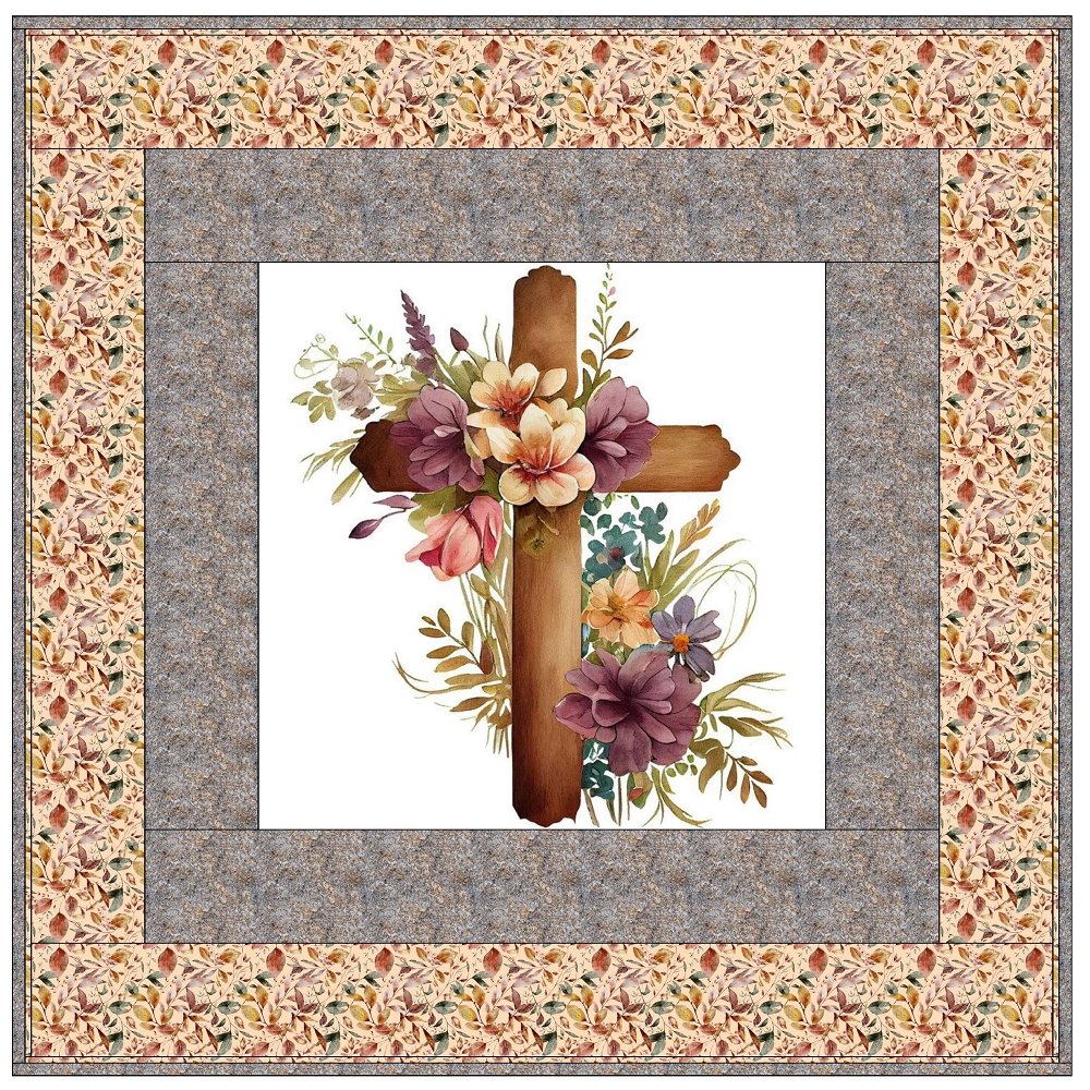 Flowering Wood Cross Wall Hanging 42" x 42" - Image 2