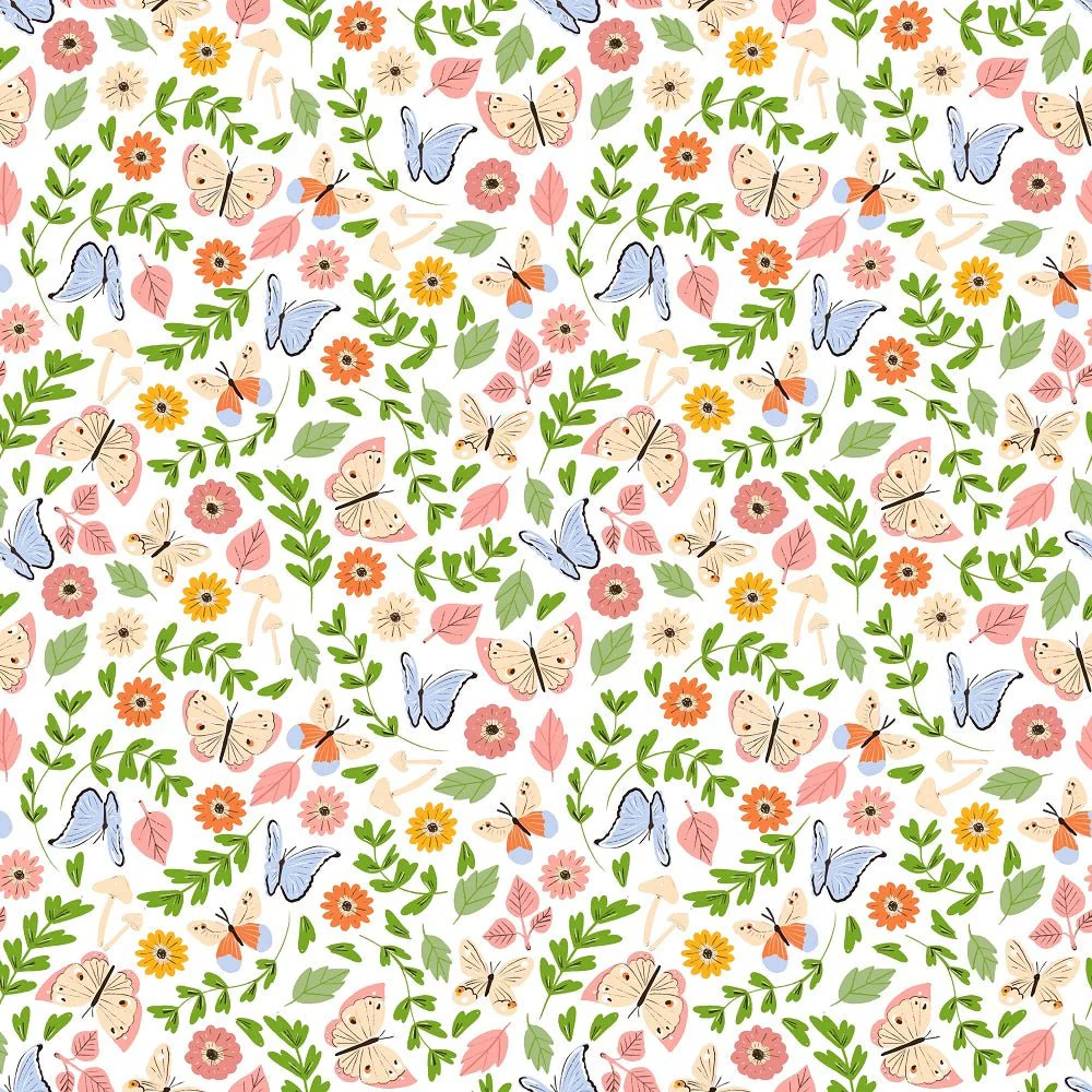 Flutter and Gather Butterflies, Leaves and Flowers Fabric