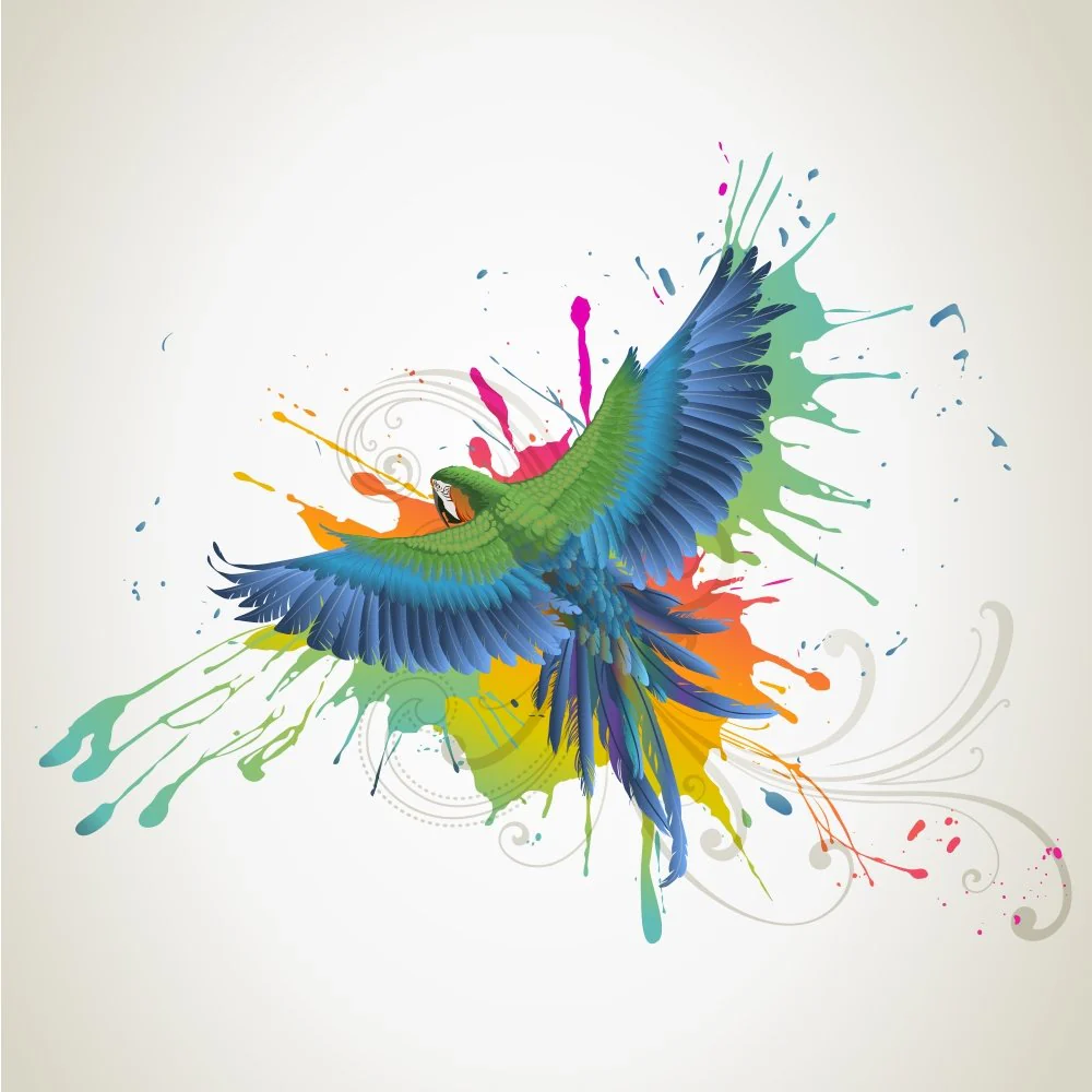 Flying Parrot Splash Fabric Panel