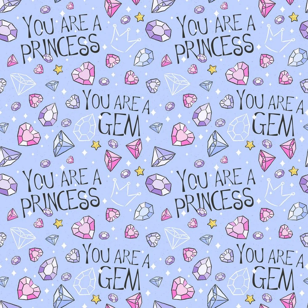 Follow Your Dreams Diamonds and Font Fabric - Blue